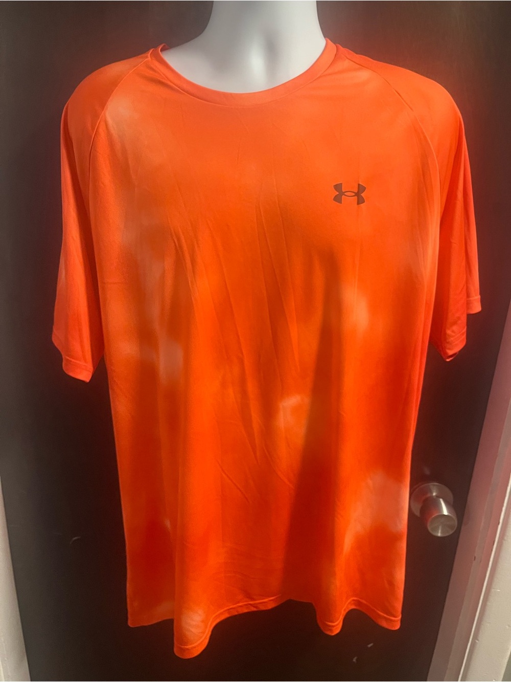 Under Armour Velocity Shirt Men 2XL Orange Tie Dye UA Loose Fit Athleisure